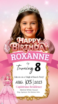 Princess Birthday Party Invitation Reel de Instagram template