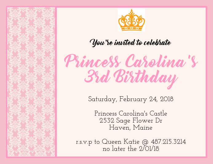 Princess Birthday Pamflet (VSA Brief) template