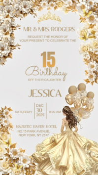 Princess birthday theme party Digital Display (9:16) template