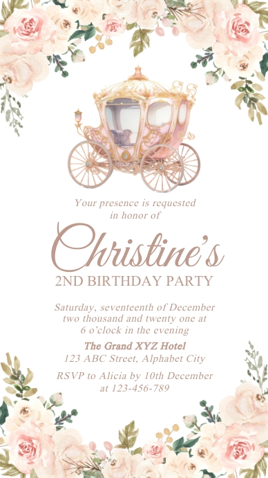 Princess Carriage Invitation Template