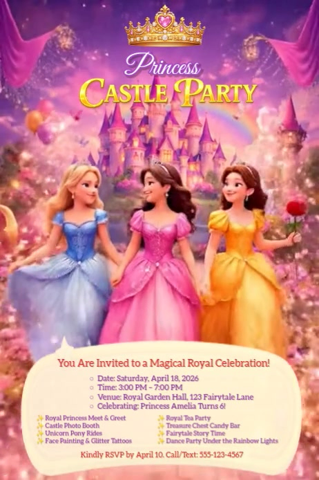 Plantilla de Princess Castle Party Pinterest Graphic | PosterMyWall