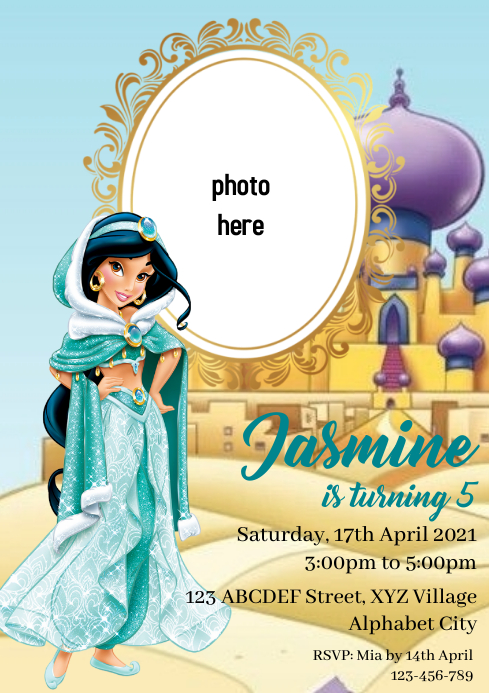 Modele Invitation D Anniversaire De Princesse Jasmin Postermywall Modele Invitation D Anniversaire De Princesse Jasmin Postermywall