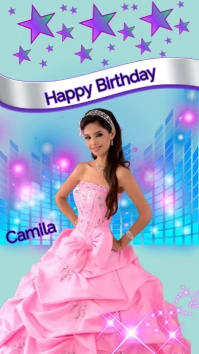 PRINCESS QUINCEAÑERA งานแสดงผลงานแบบดิจิทัล (9:16) template