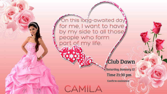 PRINCESS QUINCEAÑERA CARD Digital Display (16:9) template