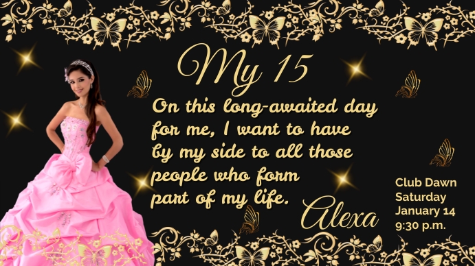 Princess Quinceañera Ekran reklamowy (16:9) template