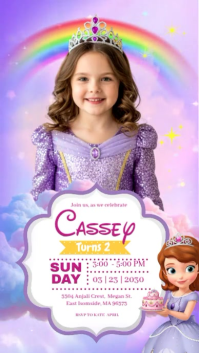 Princess Rainbow Birthday Invite Reel de Instagram template