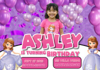 Princess Sofia Birthday invitation A5 template