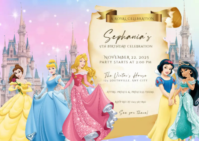 Princess Theme Birthday Invitation Template | PosterMyWall