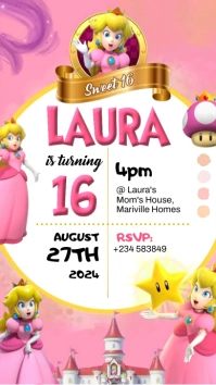 Princesses Birthday Invitation Digital Displa template