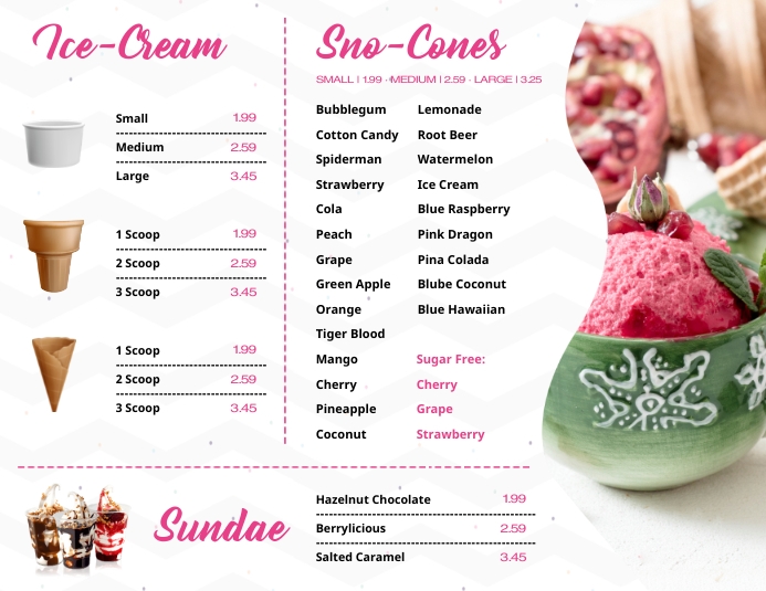 Print Menu for Ice Cream Shop Template | PosterMyWall