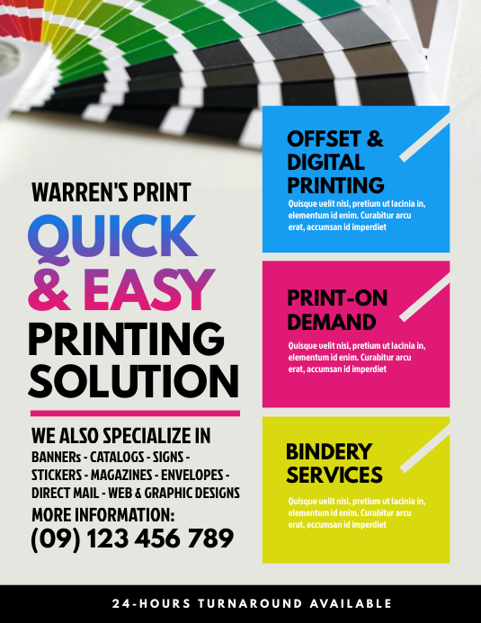 Print Shop Flyer Template Løbeseddel (US Letter)