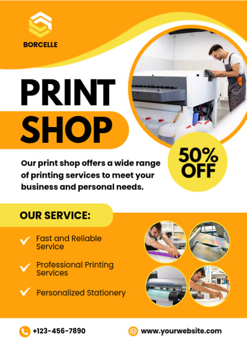 Printing Shop Note print shop template เทมเพลต | PosterMyWall