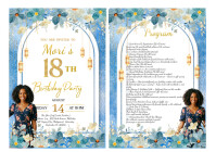 Printable 18th Birthday Invitation and Program Card A4 template