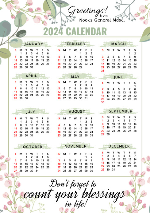 printable 2024 calendar Template | PosterMyWall