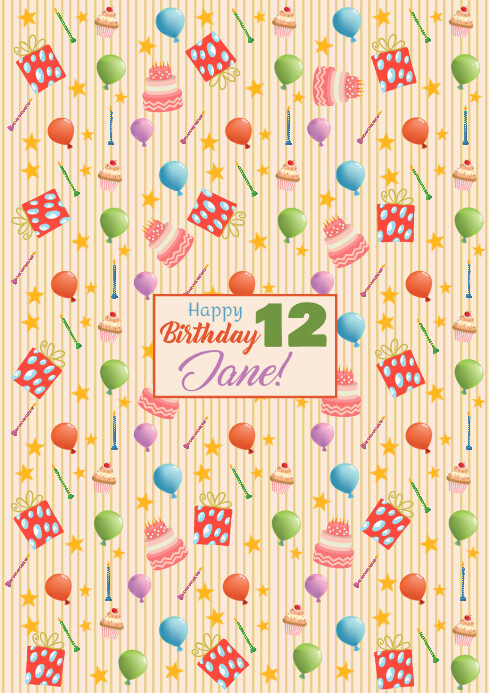 Printable Birthday Wrapping Paper Template | PosterMyWall Printable Birthday Wrapping Paper Template | PosterMyWall