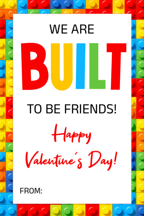 Printable Building Blocks Valentine's Day Cards Banner 4' × 6' template