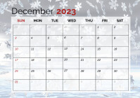 Printable calendar template 2023 december A4