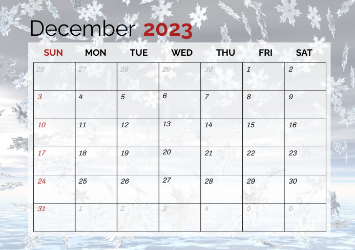 Printable calendar template 2023 december | PosterMyWall