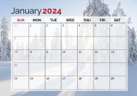 Printable calendar template 2023 january A4