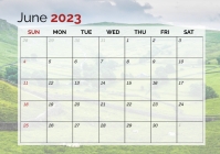 Printable calendar template 2023 june A4