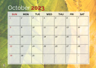 Printable calendar template 2023 october A4