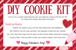 Printable card for Valentines DIY Cookie kit instructions Etykieta template