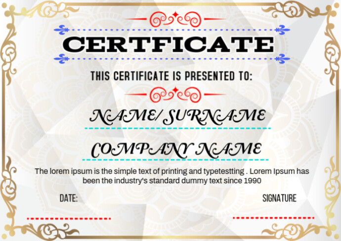 printable certificate , certificate 明信片 template