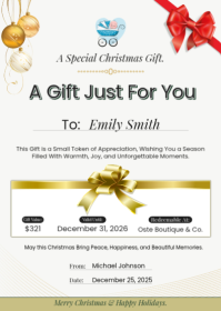 White Christmas Gift Certificate A6 Template