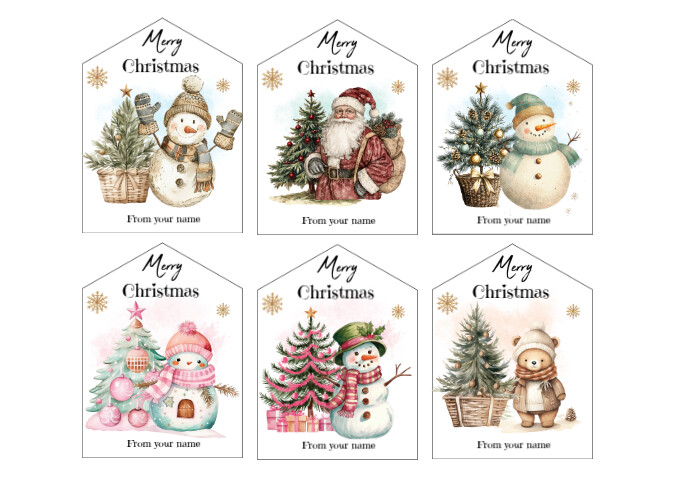 Printable Christmas Gift Tags A4 template