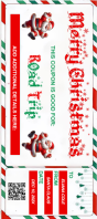 Printable Christmas Road Trip Gift Coupon – Santa-Themed Holiday Voucher Template 宣传卡