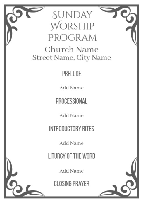 printable church program templates free downl A4