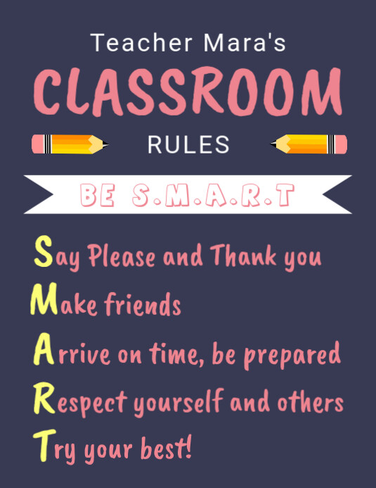Printable Class Rules Poster Template In Black Postermywall