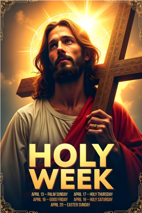 Holy Week Postre Printable Easter Holy Week Poster Flyer Template Design Modelo ...