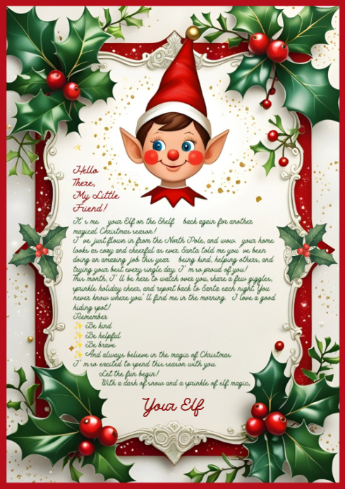Printable Elf on the Shelf Arrival Letter Template Design A4 Download ...
