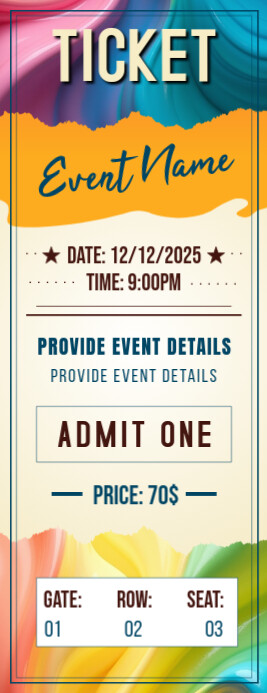 Printable Event Ticket Template Design- Free Download | PosterMyWall