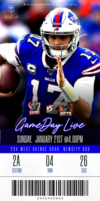 Printable Football NFL live game day matchstream event staff Vip pass ...