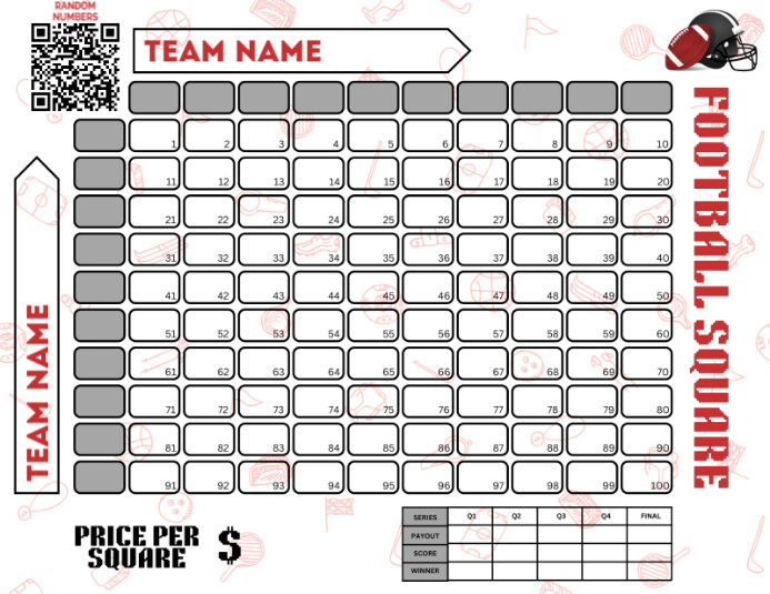 Box Game Grid Copy of Printable Football Squares Game Box Template For NFL Season ...