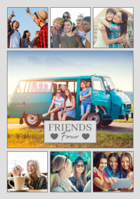 Printable Friendship Best Friend Photos Collage Template Design Download A4