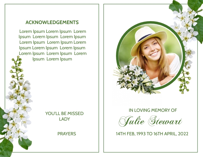 Printable Funeral Memorial Program Template | PosterMyWall printable-funeral-memorial-program-template-postermywall