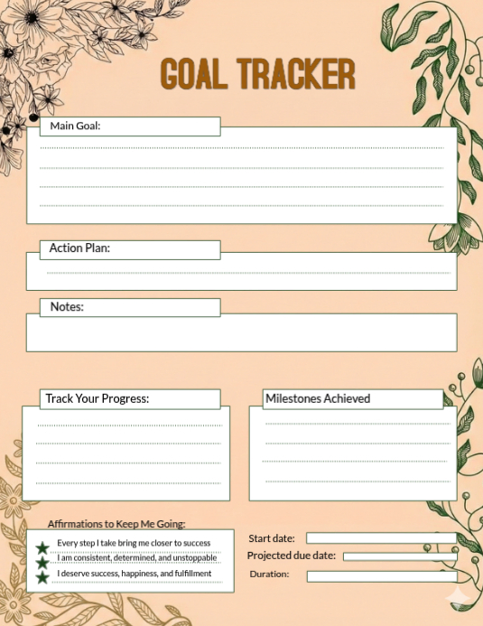 Printable Goal Tracker Template | Daily & Weekly Planner | PosterMyWall
