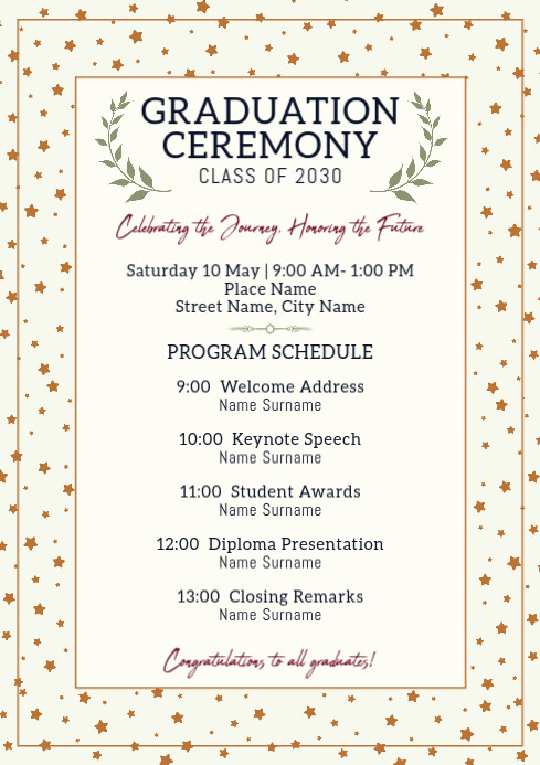 Printable Graduation Ceremony Program Template | PosterMyWall