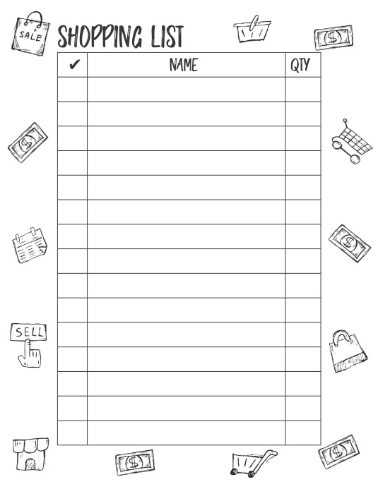 Cute Shopping List Template Free Printable And Customizable Grocery