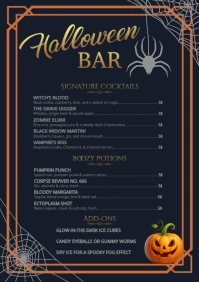 Printable Halloween Bar Menu Template A4