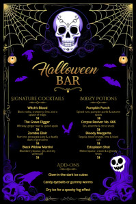 Black Halloween Bar Plakkaat Template