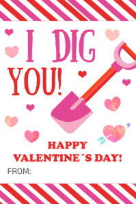 Printable I Dig You Valentine's Day Cards Banner 4' × 6' template