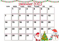 Printable Illustrative December 2025 Calendar A4 template