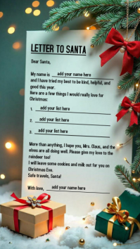 Printable Letter to Santa – Kids Christmas Wish List Template Instagram Story