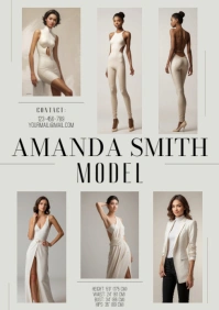 Printable Model Comp Card Template Design- Free Download A4