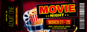 Printable Movie night event ticket template Facebook group cover photo design example