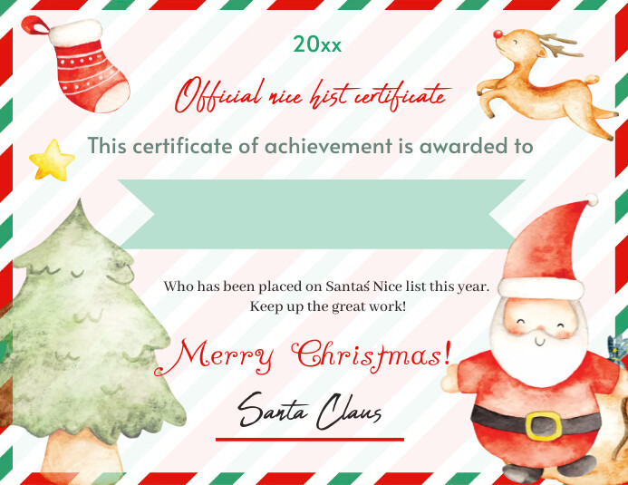 Printable Nice List Certificate from Santa Template | PosterMyWall printable-nice-list-certificate-from-santa-template-postermywall